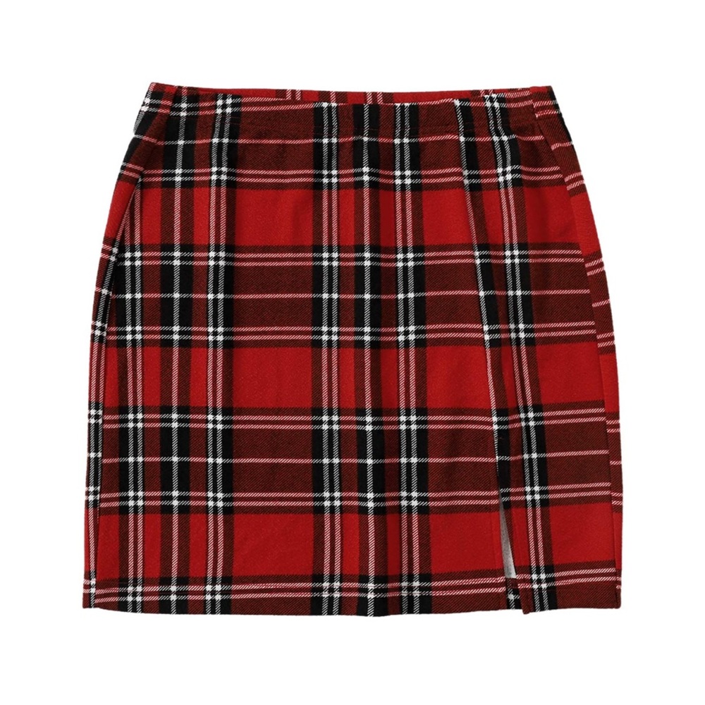 NWOT Women's Tartan Plaid High Waist Bodycon Mini Skirt